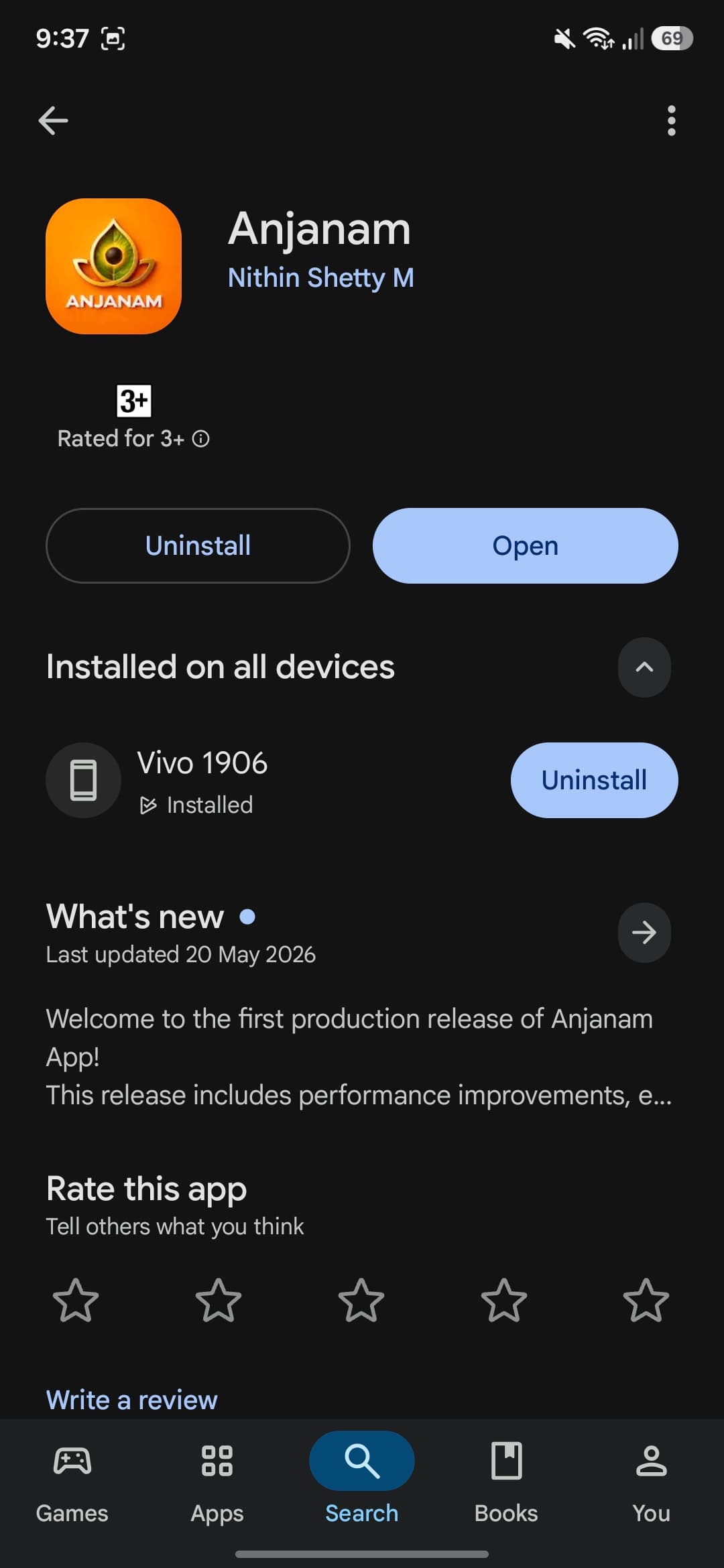 Anjanam on Google Play Store by Nithin Shetty M
